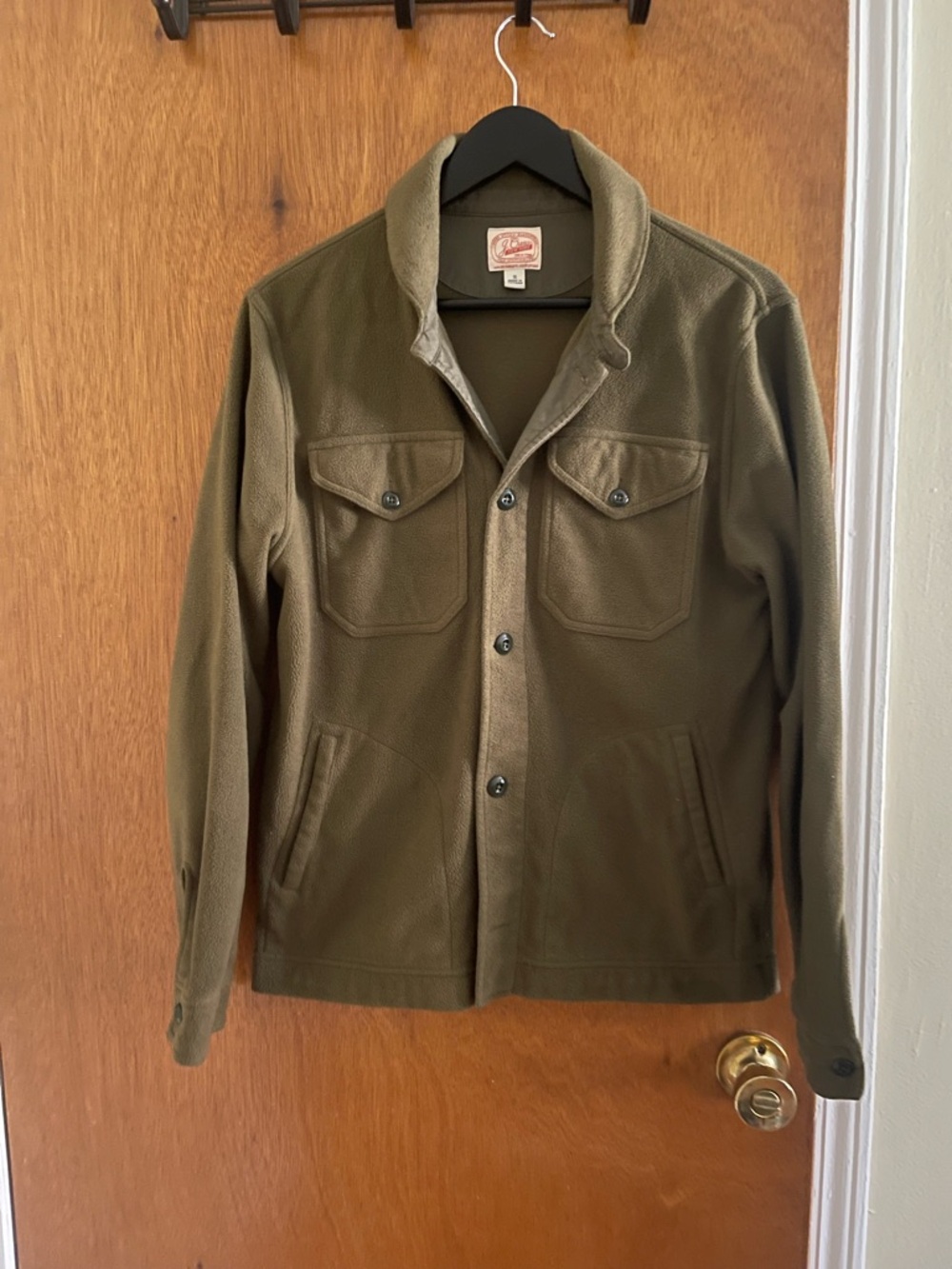 J.Crew Olive green fleece utility jacket, size small